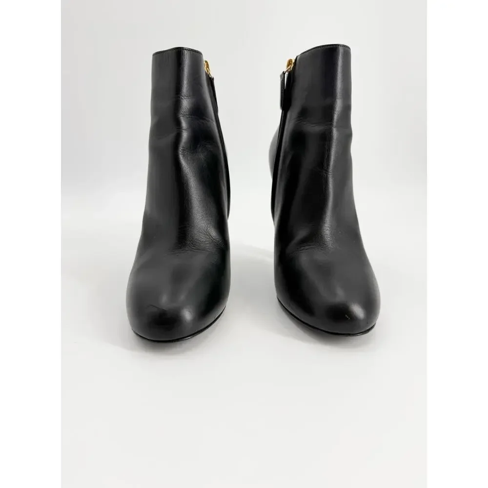 Chanel Black Calfskin Leather Quilted Pole Heel Ankle Booties Size 39 EU Dustbag